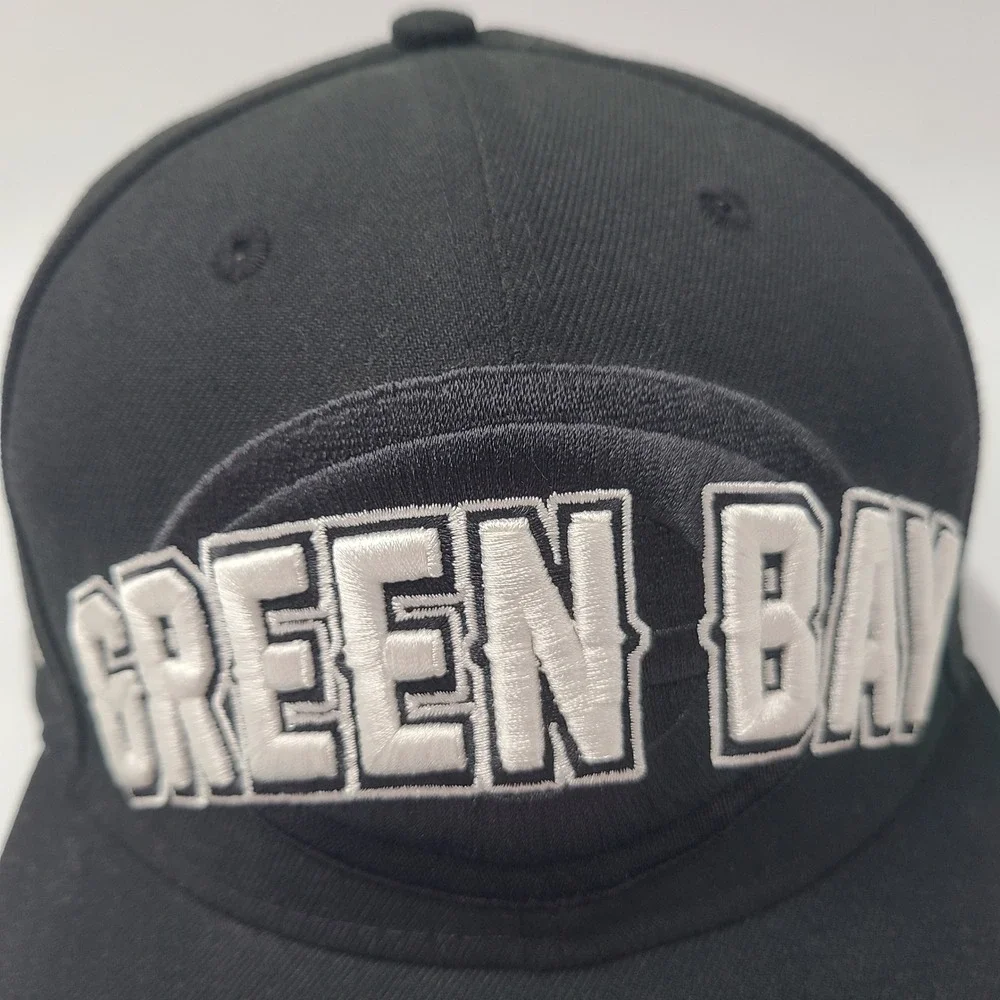 Green Bay Packers Hat Fitted 7 1/2 New Era 59Fifty Black‎ White NFL Football Men